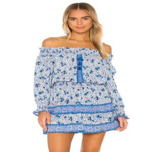 NWT Poupette St Barth Orange Sylvia Off Shoulder Mini Dress S